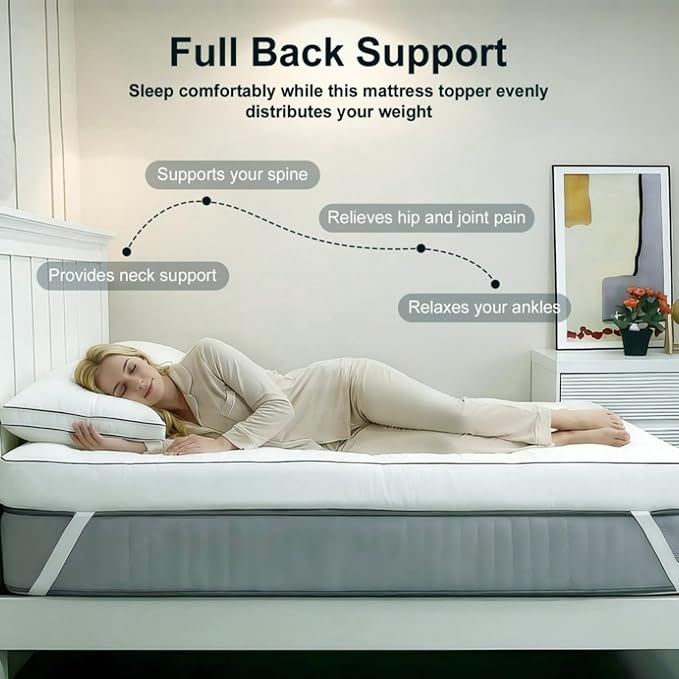 5 Inch Memory Foam Mattress Topper King, 2000GSM Shredded Memory Foam Pillow Top, Back Pain Relief & Plush Support, Extra Thick & Breathable, Couple Sleep Essential