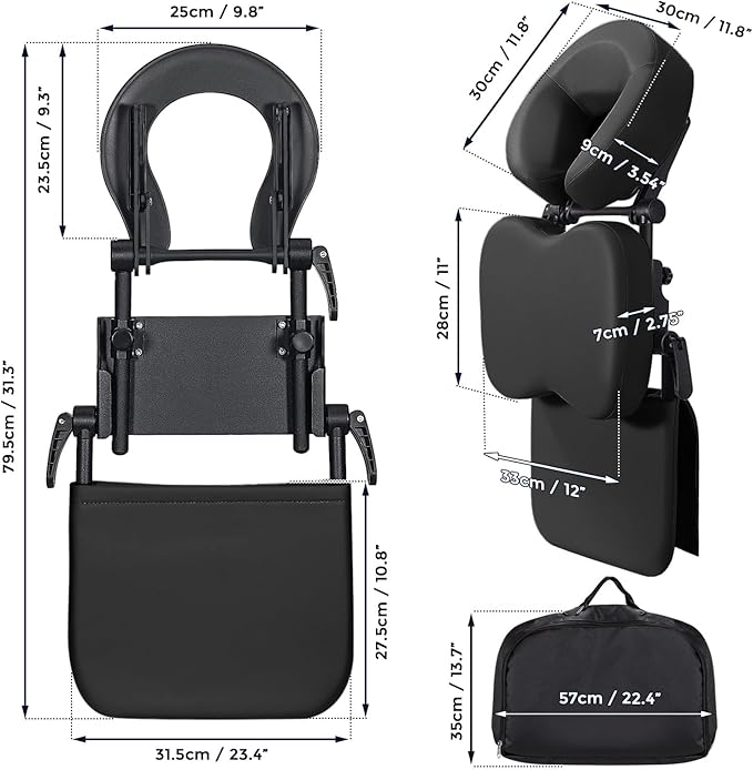 Udefineit 3 in 1 Multifunctional Portable Face Down Cradle Massage Kit for Desktop, Massage Bed & Home Mattress, Deluxe Adjustable Headrest Face Pillow Bracket for Office Sleeping Nap Rest