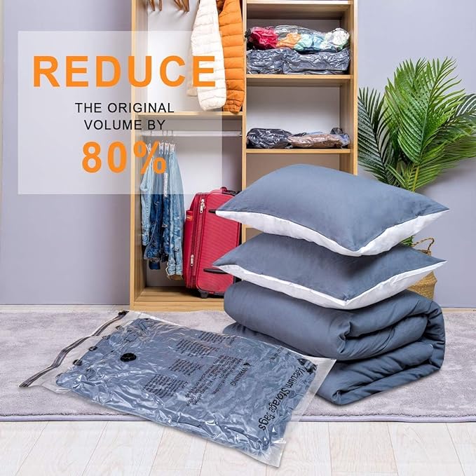 GONGSHI Vacuum Storage Bags, Space Saver Seal Bags For Clothing, Travel Luggage,Blankets, Comforters, Pillows, Clothes Storage.10 Small