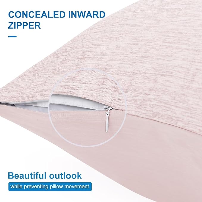 HOMFINE Cooling Pillowcases Queen Size - Double Side Q-Max 0.439 Cooling Fiber for Pillow Protector, Breathable Cold Pillow Cover for Hot Sleeper Night Sweat, Hidden Zipper, 2 Pack (20"x30", Pink)