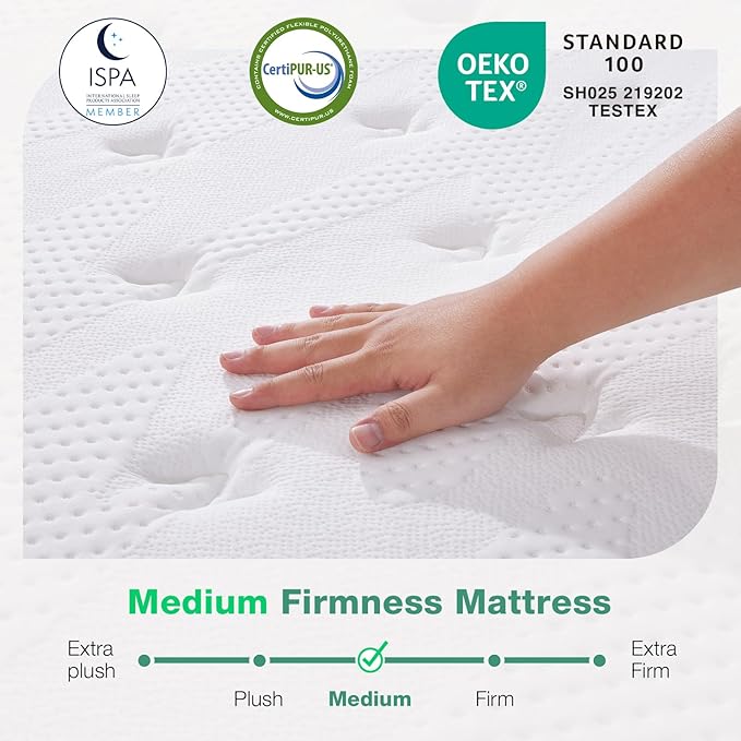 Novilla Queen Mattress, 12 Inch Queen Size Hybrid Mattress in a Box, Gel Memory Foam & Individual Pocket Springs, Motion Isolation, Cool Sleep & Pressure Relief, Medium Firm, CertiPUR-US