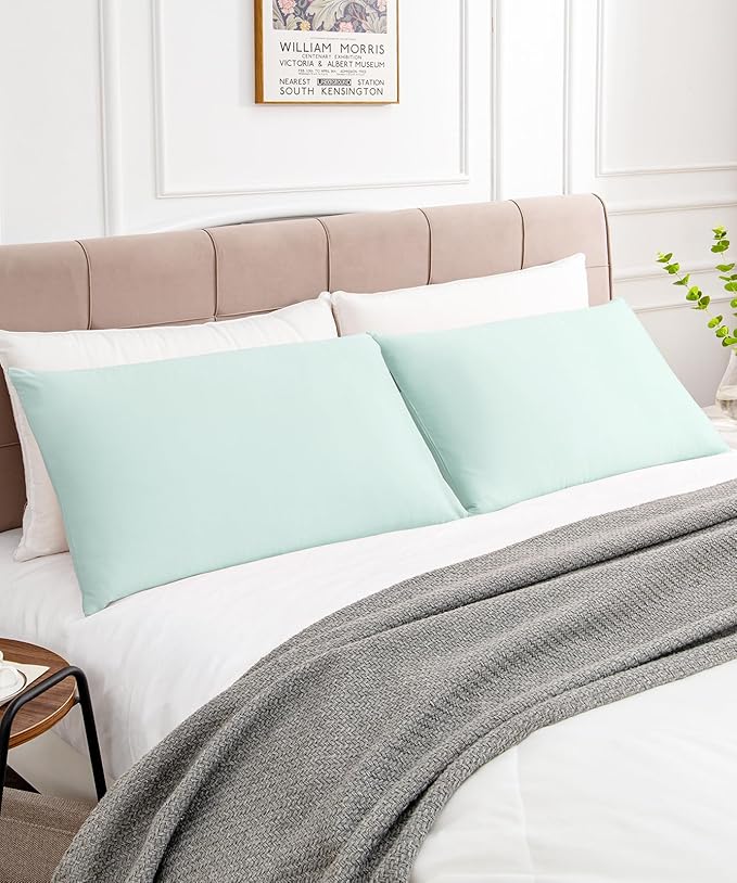 Warmstar Cotton Pillow Cases Standard Size Set of 2, 600 Thread Count Pillowcases 20x26 Inches, Soft Long Staple Cotton Pillowcases Breathable with Envelope Closure,Lagoon