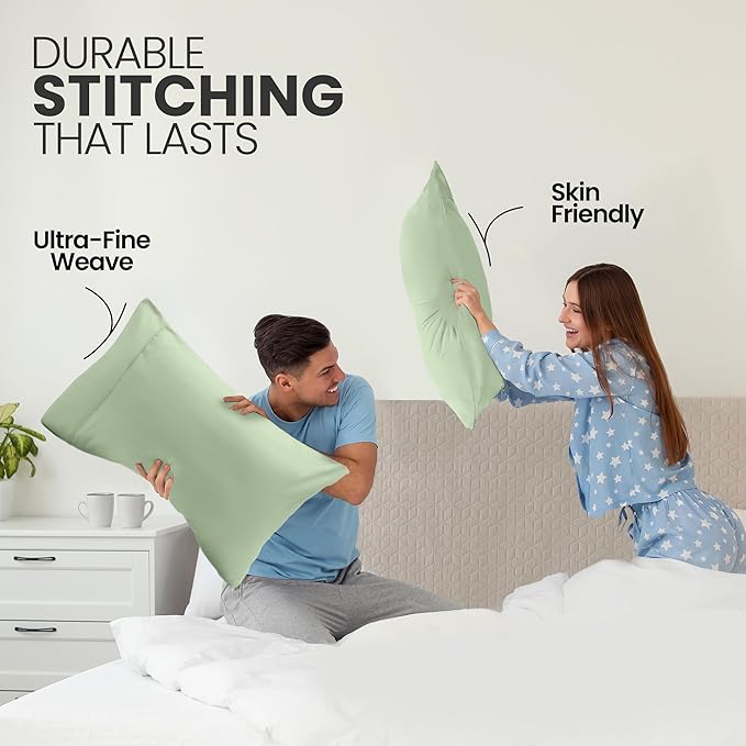 Utopia Bedding Queen Pillow Cases - 2 Pack - Envelope Closure - Soft Brushed Microfiber Fabric - Shrinkage and Fade Resistant Pillow Covers Queen Size 20 X 30 Inches (Queen, Sage)