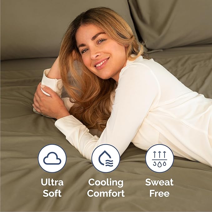 Cal King 6 Piece Sheet Set - Comfy, Breathable & Cooling - Hotel Luxury Bedding for Women, Men, Kids, Teens & Children - 1 Flat & 1 Fitted Sheet & 4 Pillowcases w/ Deep Pockets - Wrinkle Free - Khaki