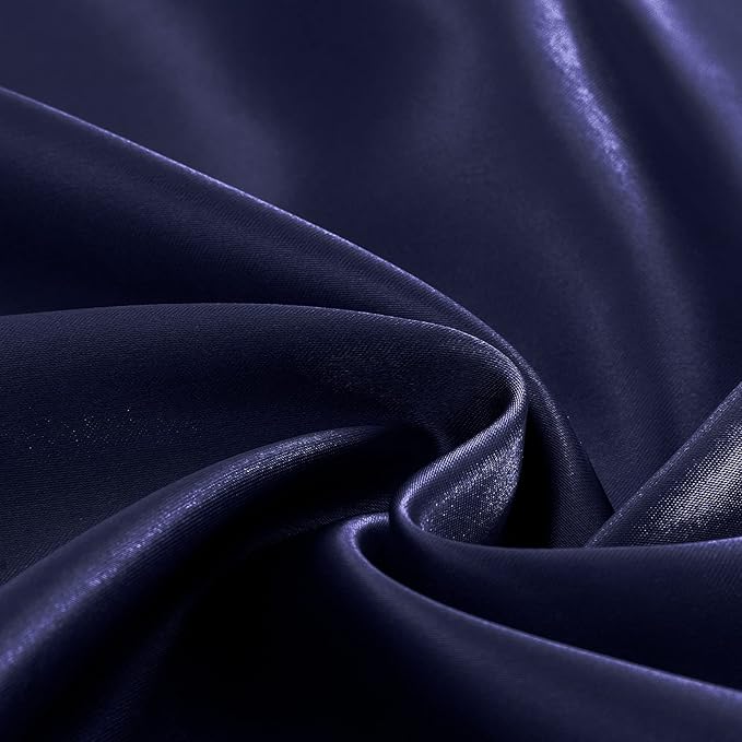 Homiest 4pcs Satin Sheets Set Luxury Silky Satin Bedding Set with Deep Pocket, 1 Fitted Sheet + 1 Flat Sheet + 2 Pillowcases (King Size, Navy Blue)