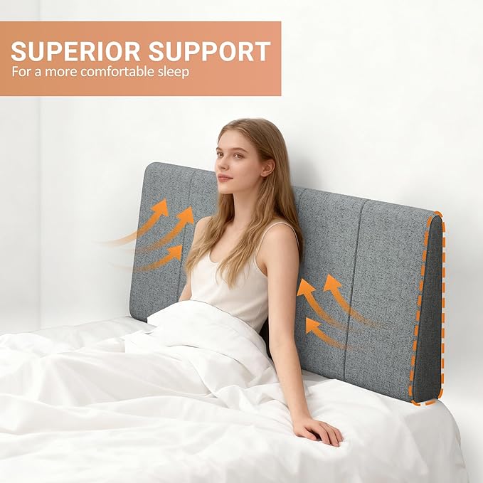 Twin Size Headboard Only-No Assembly, Upholstered Headboard Twin Size Linen Fabric Modern Style Headboards Extra-Thick, Dark Gray