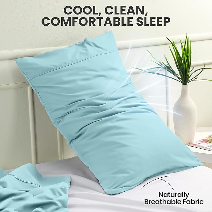 Utopia Bedding King Pillow Cases - 2 Pack - Envelope Closure - Soft Brushed Microfiber Fabric - Shrinkage and Fade Resistant Pillow Covers King Size 20 X 40 Inches (King, Spa Blue)