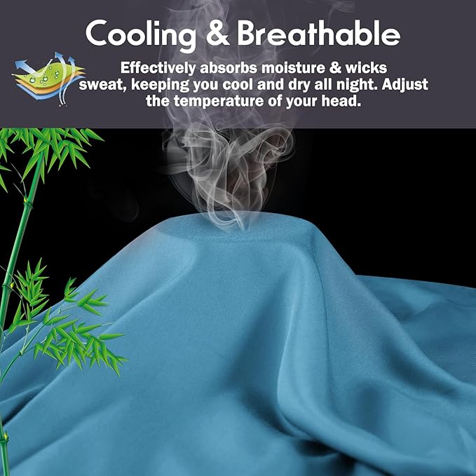 Pillowcases Standard Size 2 Pack, Cooling Viscose from Bamboo Pillow Cases with Envelope Closure, Cool & Breathable Pillow Cover for Hot Sleepers and Night Sweats, 20" x 26"