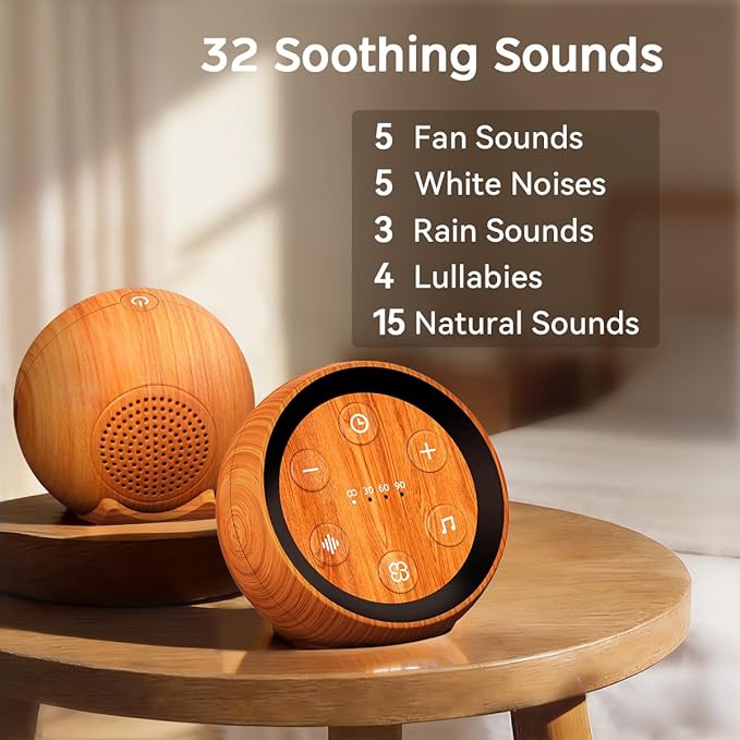 Portable Sound Machine Mini White Noise Machine for Baby Kids Adult with 32 Soothing Sounds 32 Volume Levels Sleep Brown Noise Machine with 4 Timer & Memory for Travel Office Privacy