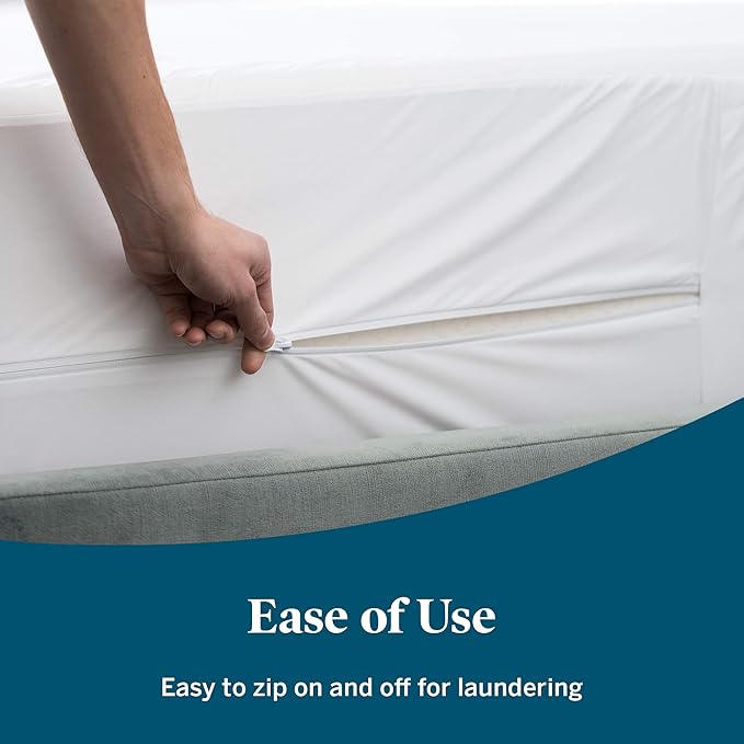 LUCID Zippered Mattress Encasement – Waterproof King Size Mattress Protector – Fits Mattresses 6 to 18 Inches with Secure Elastic – Shields All 6 Sides – Quiet cover – White