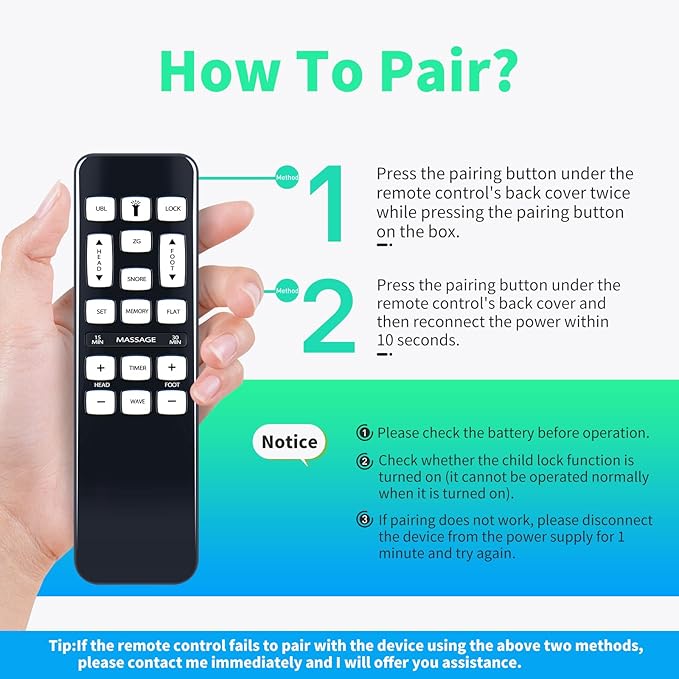 Replacement Remote Control for iDealBed iEscape Adjustable Bed Base Models 4AW110 4AW112 4AW113,Zero Gravity