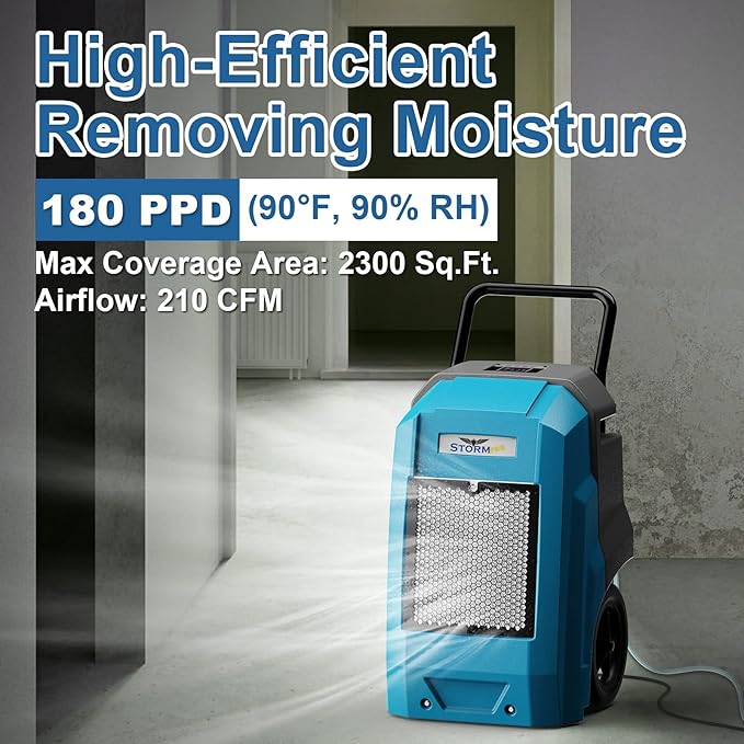 ALORAIR 180 Pints LGR Industrial Dehumidifier with Pump and Drain Hose, Portable Commercial Dehumidifier with Wheels for Home, Basements, Garages, and Job Sites, 6-Year Warranty