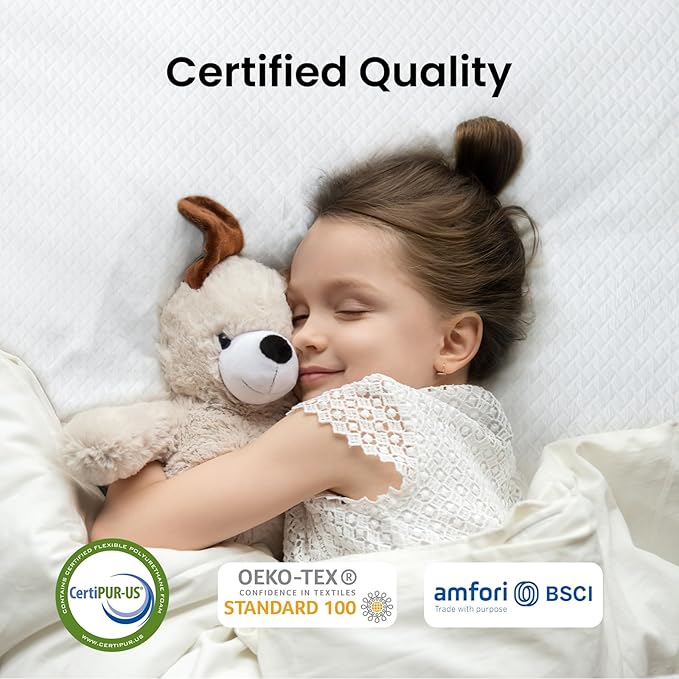 Marsail Queen Size Memory Foam Mattress Topper, 4 Inch Cooling Gel Infused with Soft Cover, CertiPUR-US® and Oeko-TEX® Certified, Sofa, RV, Camping