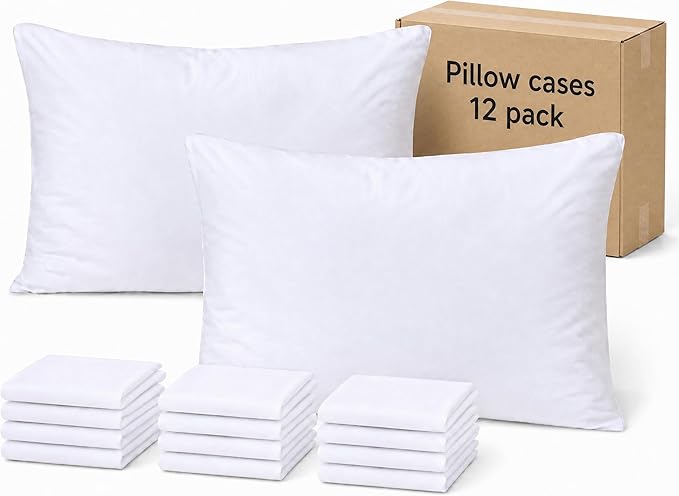 ZPECC Pillow Cases Queen Size Set of 12, 20x30 Envelope Closure Pillowcases, Soft Plain Brushed Microfiber Covers Hypoallergenic Breathable (White)