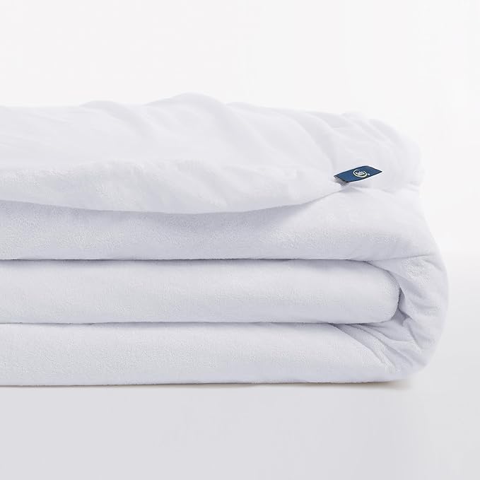 Serta Soft Top Mattress Cover, 39" x 80" Odor-Preventing and Stain-Resistant Waterproof Mattress Protector, 18" Elastic Deep Pocket for Secure Fit, Twin XL Mattress Pad, White