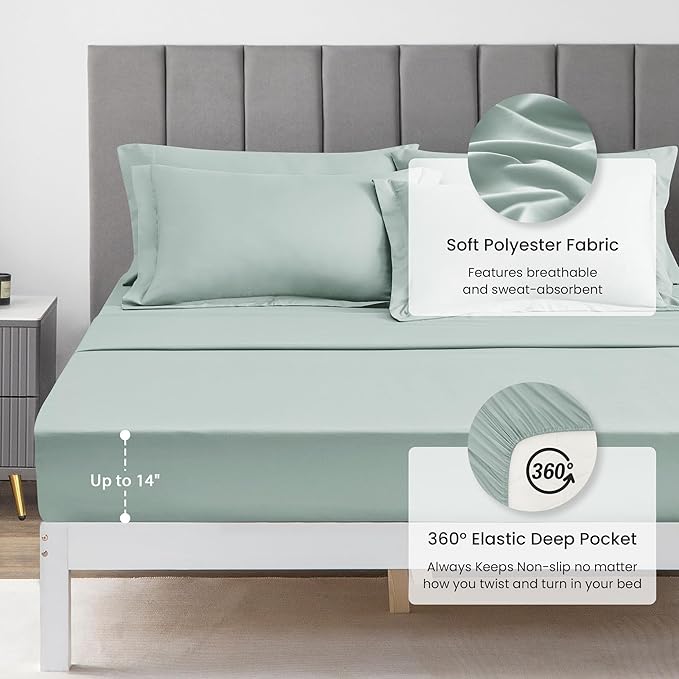Love's cabin Full Comforter Set Aqua, 7 Pieces Full Bed in a Bag, All Season Bedding Sets with 1 Comforter, 1 Flat Sheet, 1 Fitted Sheet, 2 Pillowcase and 2 Pillow Sham | Soft, Breathable, Lightweight, Comfortable