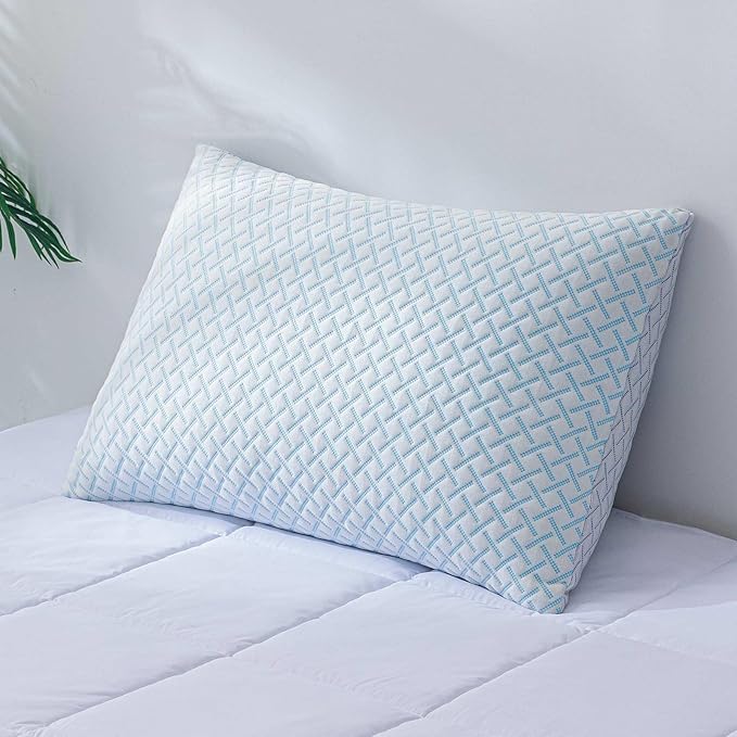 Alkyonos Shredded Memory Foam Cooling Medium Soft Bamboo Viscose Pillow King Size, Adjustable Hypoallergenic Hotel Quality Pillow for Back, Stomach and Side Sleeper, Oeko-TEX Certified