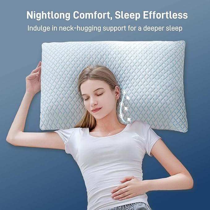 Alkyonos Shredded Memory Foam Cooling Medium Soft Bamboo Viscose Pillow King Size, Adjustable Hypoallergenic Hotel Quality Pillow for Back, Stomach and Side Sleeper, Oeko-TEX Certified