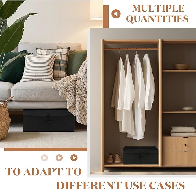 Geelin 4 Pcs Under Bed Storage with Wheels 10" High Underbed Containers with Lids Large Rolling Under Bed Organizer with Handles Underbed Clothes Storage Bins for Clothes Blankets Shoes (Black,24'' L)
