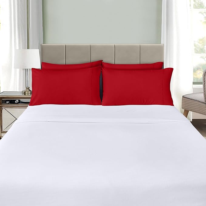Utopia Bedding Standard Pillow Cases - 4 Pack - Envelope Closure - Soft Brushed Microfiber Fabric - Shrinkage and Fade Resistant Pillow Covers Standard Size 20 X 26 Inches (Standard, Red)