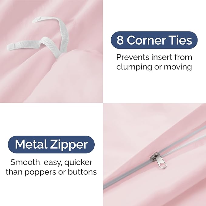 Duvet Cover Cal King Size Set - Extra Soft Cal King Duvet Cover 104" x 98" with 2 Pillow Shams - Hotel Luxury, Easy Care, Fade Free w/ Zipper Closures & Ties - Comfy, Cozy & Breathable (Lavender Pink)