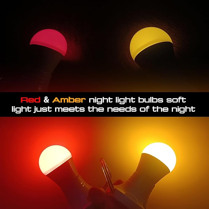 Red Light Bulbs for Sleep 3W, 100% Blue Light Blocking, A15 Red LED Light Bulb 25-40w Equivalent, 625nm Red Night Lights for Melatonin Promoting,Bedroom Sleep,Mood,Outdoor Porch,Holiday Lighting,2Pack