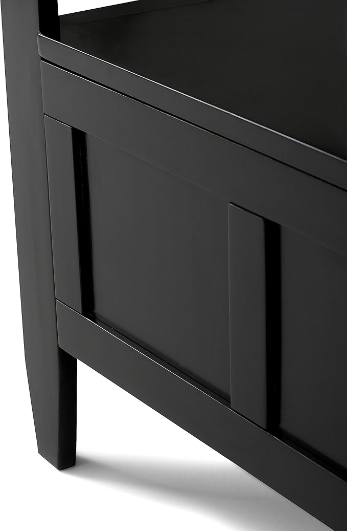 SIMPLIHOME Brooklyn Entryway Storage Bench - 48 inch Wide Solid Wood Hallway Bench in Black, Contemporary Mudroom Bench for Entry or Foyer with Lift-Up Lid and Spacious Hidden Storage