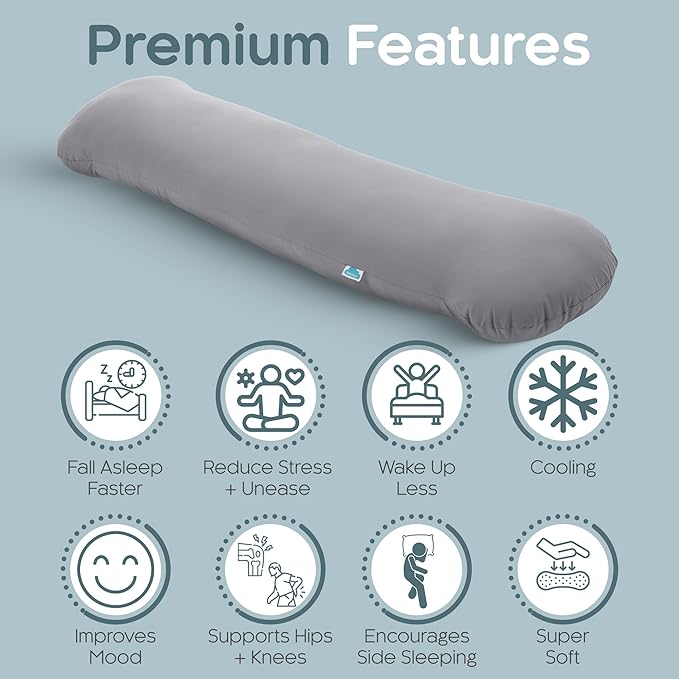 SleepCloud Weighted Body Pillow 8lbs - Weighted Pillow for Deeper Sleep (48" x 14") - Cooling Body Pillows for Adults, Full Body Pillow for Sleeping, Side Sleeper Body Pillows with Cover (X-Large)