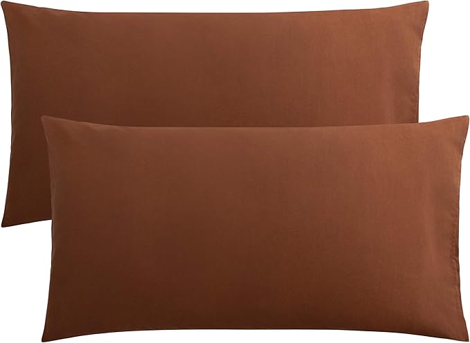 FLXXIE King Pillow Cases Set of 2, Soft Microfiber Pillow Covers with Envelope Closure, Wrinkle, Fade and Stain Resistant Pillowcases, 20x36, Brown