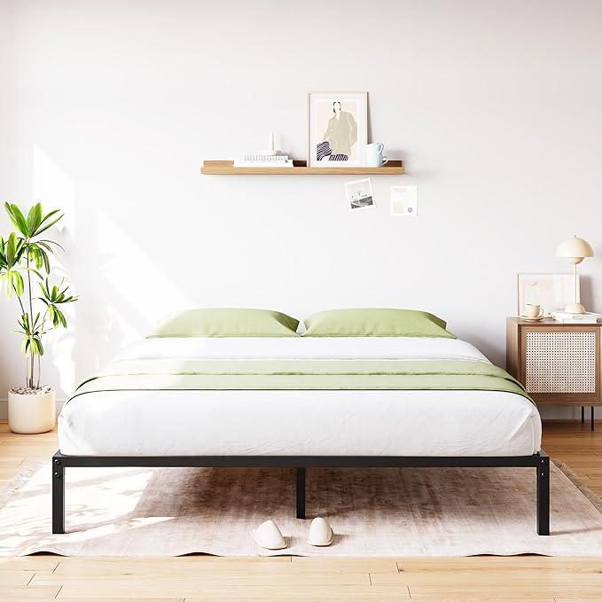 GarveeHome Full Size Bed Frame, 12 Inch Metal Platform Bed Frames with Heavy Duty Steel Slat Support, No Box Spring Needed, Noise Free,Anti-Sliding Slat,Easy Assembly, Under Bed Storage