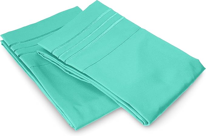 Elegant Comfort Luxury Ultra-Soft 2-Piece Pillowcase Set - 1500 Premium Hotel Quality Microfiber Double Brushed - Wrinkle Resistant, Standard/Queen, Paradise Teal