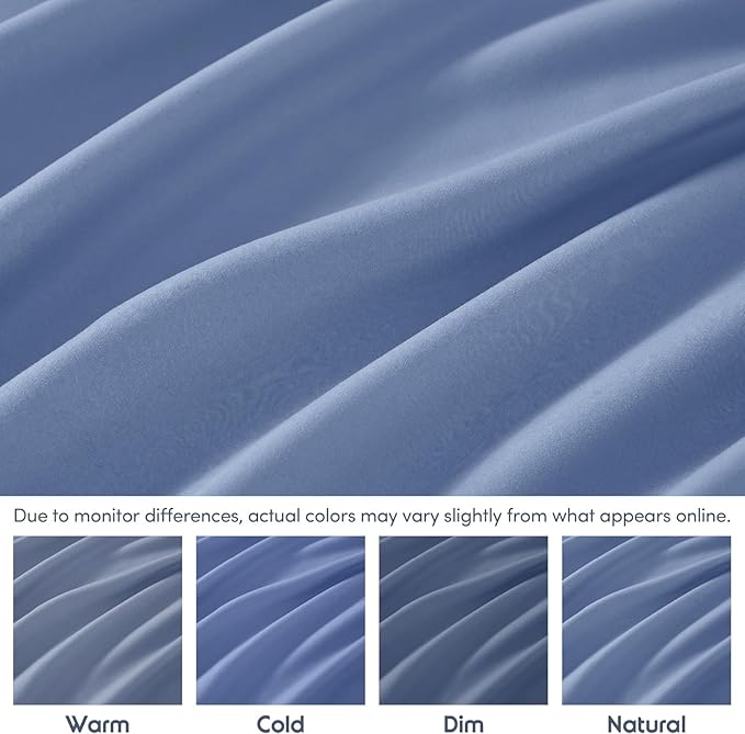 Nestl 4 Pack Calm Blue Fitted Sheet Extra Deep Pocket, Hotel Luxury Cal King Fitted Sheet Only Easily Fits 18 to 24 Inch Mattress, Super Soft, Wrinkle-Free and Breathable with Corner Straps