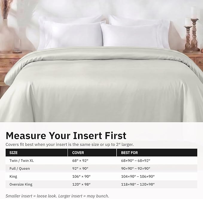 Duvet Cover Twin Size/Twin XL Size Only - Premium 400 Thread Count, Natural 100% Cotton Bed Duvet Cover, Soft Sateen, Button Closure and Corner Ties - Ivory (Pale Tone)