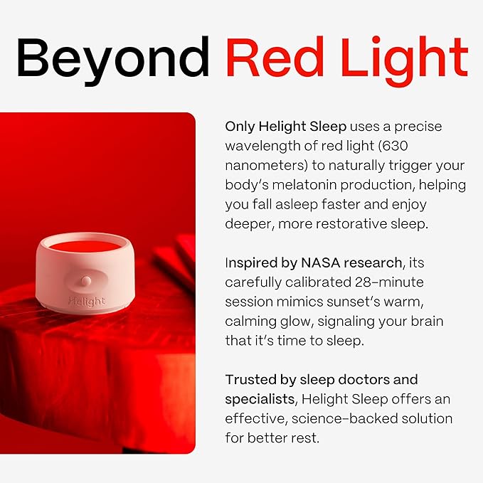 Helight Red Light Therapy Sleep Device – 630nm Pure Red Light Lamp Sleep Aid to Support Deep Relaxation – Rest Lamp Backed by Science for Adults & Kids Bedrooms - White