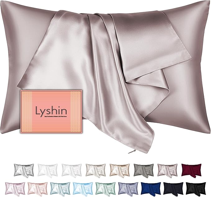 Silk Pillow Cases King Size with Hidden Zipper, Mulberry Silk Pillowcase for Hair and Skin, Smooth and Soft Breathable Cooling Silk Satin Pillow Covers for Sleeping, Gifts for Women, Taupe