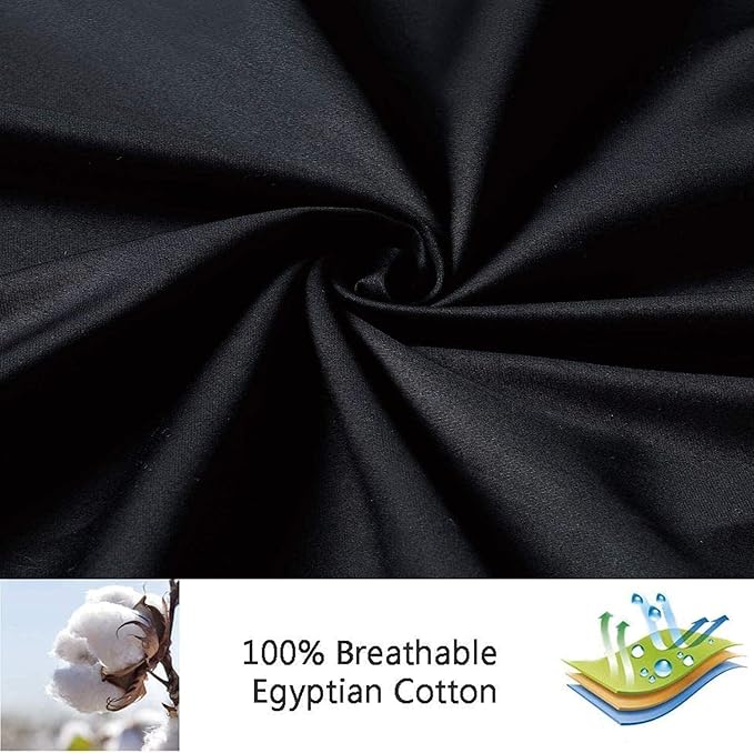 100% Egyptian Cotton Toddler Pillowcases Set of 4, 400 Thread Count Sateen Weave Small Pillow Protectors, Super Soft Breathable Zippered Pillow Covers 13x18 Inches (Black, Toddler)