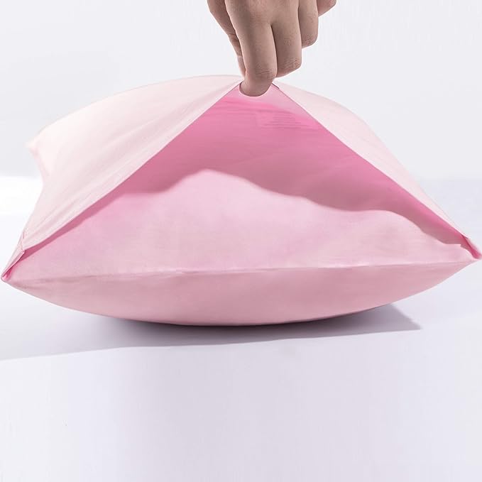 NTBAY Egyptian Cotton Queen Pillowcases - Set of 2, 500 Thread Count Cotton Pillowcases - Soft and Breathable Envelope Closure Pillow Cases - 20x30 Pillow Covers for Bed, Pink