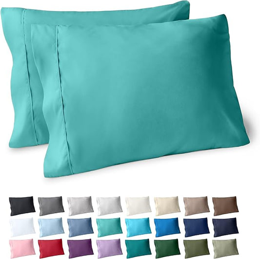 Bare Home Microfiber Pillow Cases - King Size Set of 2 - Cooling Pillowcases - Double Brushed - Turquoise Pillowcases 2 Pack - Easy Care (King Pillowcase Set of 2, Turquoise)