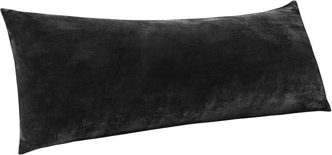 BEDELITE Body Pillow Cover with Zipper Closure, Super Soft and Cozy Fuzzy Fleece Pillowcase 20 x 54 Inches, Luxury Fluffy Plush Long Body Pillow Pillowcase for All Seasons(Black)