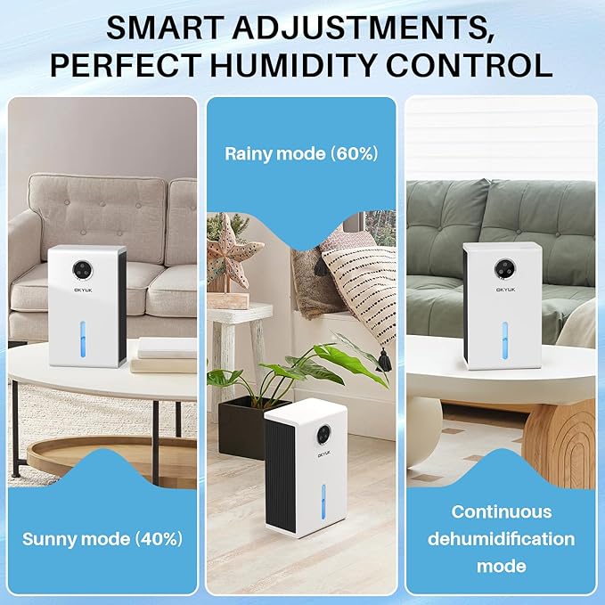 OKYUK Dehumidifier, 95 oz dehumidifiers for home,1000 sq. ft Dehumidifiers for Bedroom with 7 Colors LED Light, Ultra Quiet & Auto Shut off dehumidifiers for basements Ideal for RV, Bathroom, Bedroom