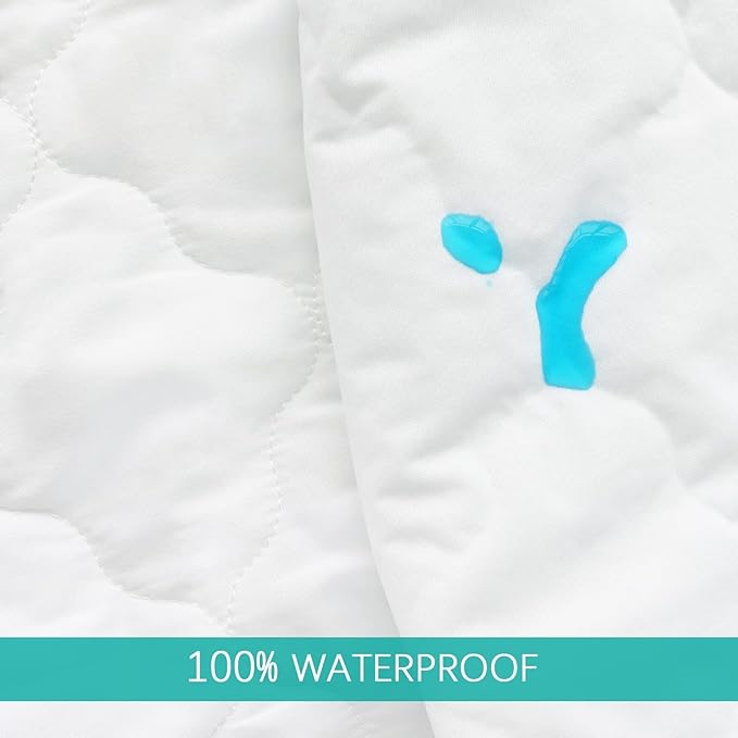 Mini Crib Mattress Protector 38" x 24" Sheets Fitted Waterproof Mini Crib Mattress Pad Cover, Noiseless & Machine Wash 100% Absorbent Mattress Protector Sheet Quilted, White