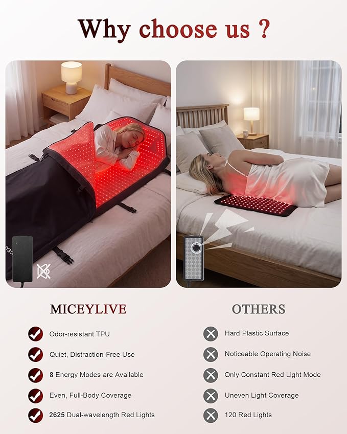 FSA&HSA Eligible Red Light Therapy Mat Full Body, 72"x33" Red Light Therapy for Body with 2625 LEDs, 660nm & 850nm Infrared Light Blanket for Muscle Relaxation, Better Sleep & Home Use