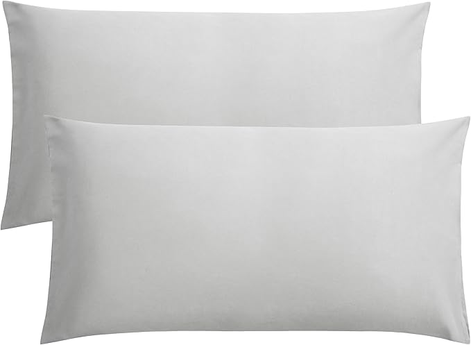 FLXXIE King Pillow Cases Set of 2, Soft Microfiber Pillow Covers with Envelope Closure, Wrinkle, Fade and Stain Resistant Pillowcases, 20x36, Light Grey