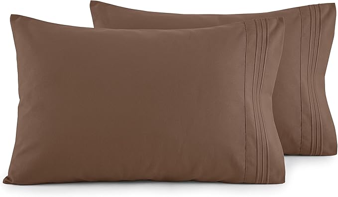 Elegant Comfort Luxury Ultra-Soft 2-Piece Pillowcase Set - 1500 Premium Hotel Quality Microfiber Double Brushed - Wrinkle Resistant, Standard/Queen, Taupe