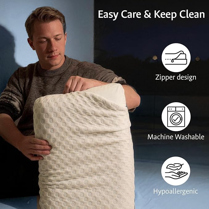Cooling Gel Memory Foam Pillows for Sleeping Standard Size, Bamboo Rayon Bed Pillow for Back Side Sleeper, Medium Firm Contoured Support for Neck Shoulder Pain Relief, Washable Breathable Dorm Twin XL