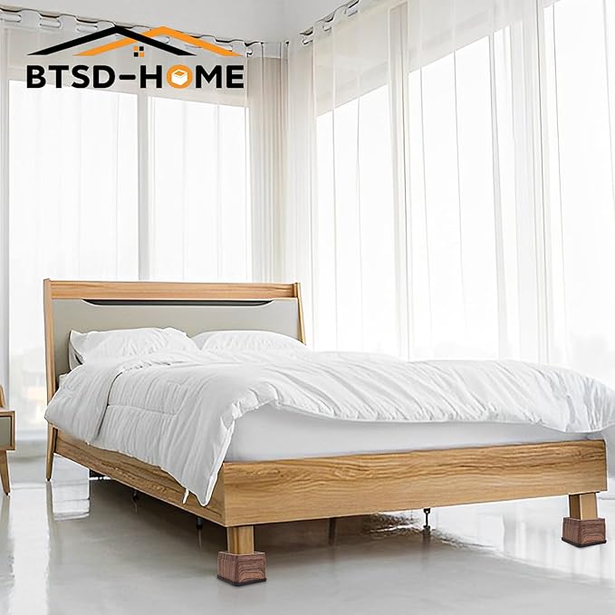 BTSD-home 3 Inch Wood Bed Risers Furniture Risers Bed Frame Lifters in Heights of 3 or 6 Inch Heavy Duty Set of 8 Square