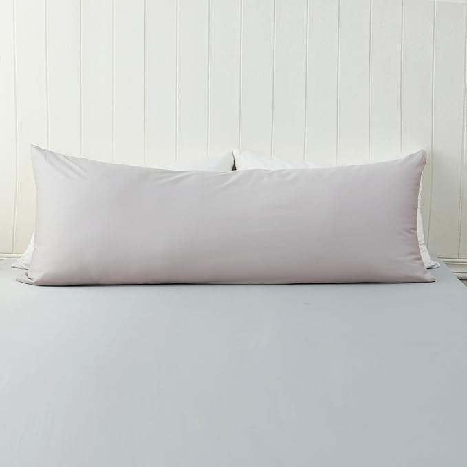 100% Cotton Soft Body Pillow Protectors with Invisible Zipper 20X54 Inches Body Pillow Cases, 600 Thread Count Soft Pillow Cases, Light Beige Color 1-Pack