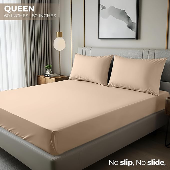 Utopia Bedding Queen Fitted Sheet - Bottom Sheet - Deep Pocket - Soft Microfiber - Shrinkage and Fade Resistant - Easy Care -1 Fitted Sheet Only (Beige)