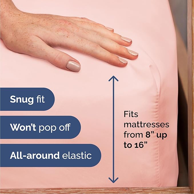 Cal King Size 4 Piece Sheet Set - Comfy Breathable & Cooling Sheets - Hotel Luxury Bed Sheets for Women & Men - Deep Pockets, Easy-Fit, Soft & Wrinkle Free Sheets - Baby Pink Oeko-Tex Bed Sheet Set