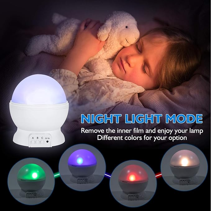 RICTLY Night Light for Kids, Kids Night Light Nebula 360 Degree Rotation - 4 LED Bulbs 12 Light Color Star Projector Changing with USB Cable, Romantic Gifts for Men Women Children